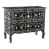 Fleur 42" Two Drawer Chest with Floral Horn Inlay by Home Trends & Design at Eve Furniture