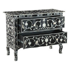 Fleur 42" Two Drawer Chest with Floral Horn Inlay by Home Trends & Design at Eve Furniture