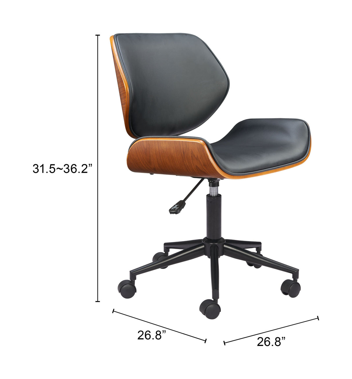 Flex Black Low Back Office Chair by Zuomod at Eve Furniture