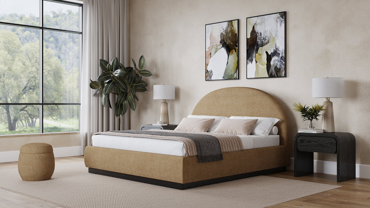 Flex Upholstered Ottoman in Porcini Chenille by Modus Furniture at Eve Furniture
