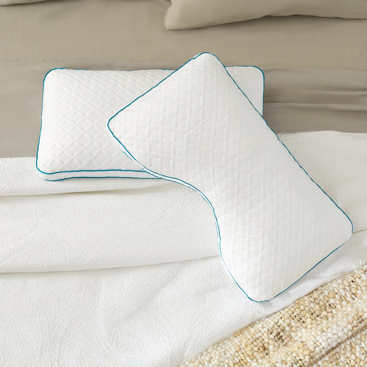 FlexFill + HyperChill White Queen Pillow by Malouf at Eve Furniture
