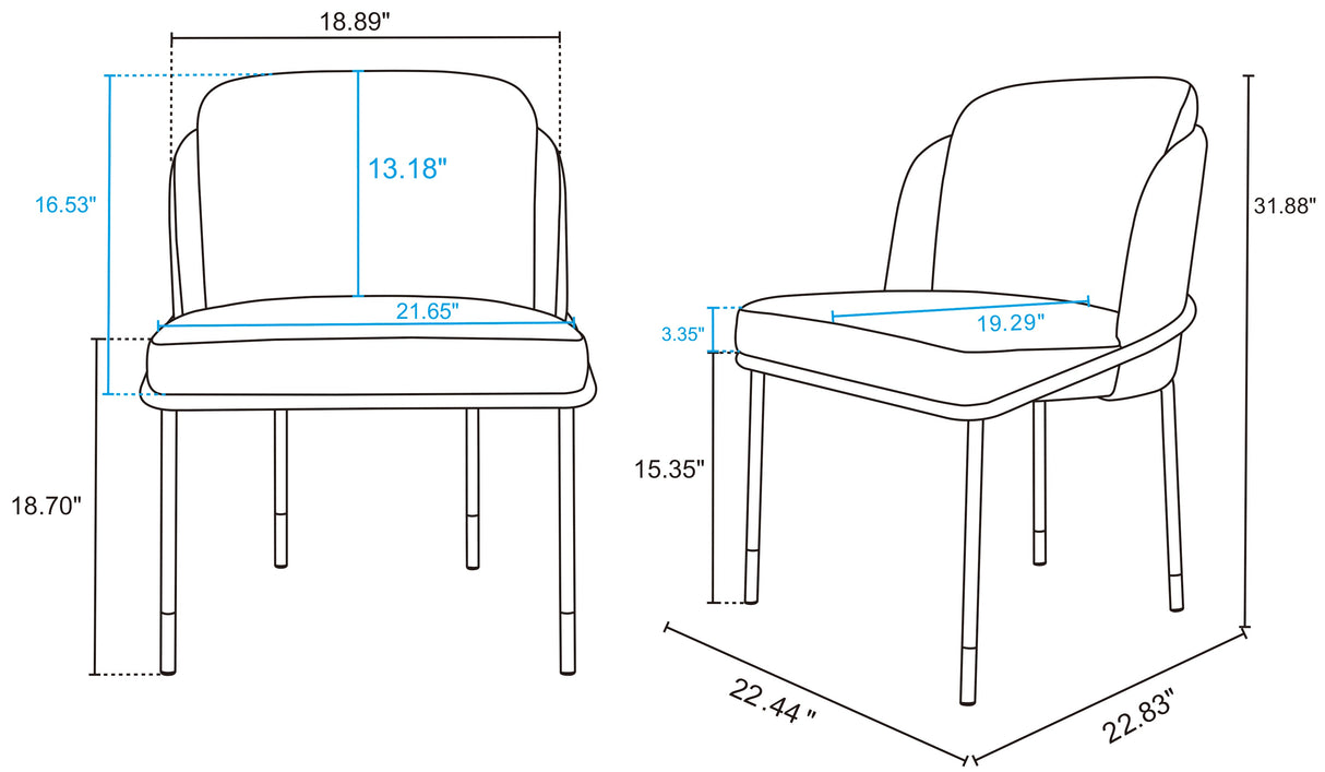 Flor Dining Chair (set of 2) in Wheat by Manhattan Comfort at Eve Furniture