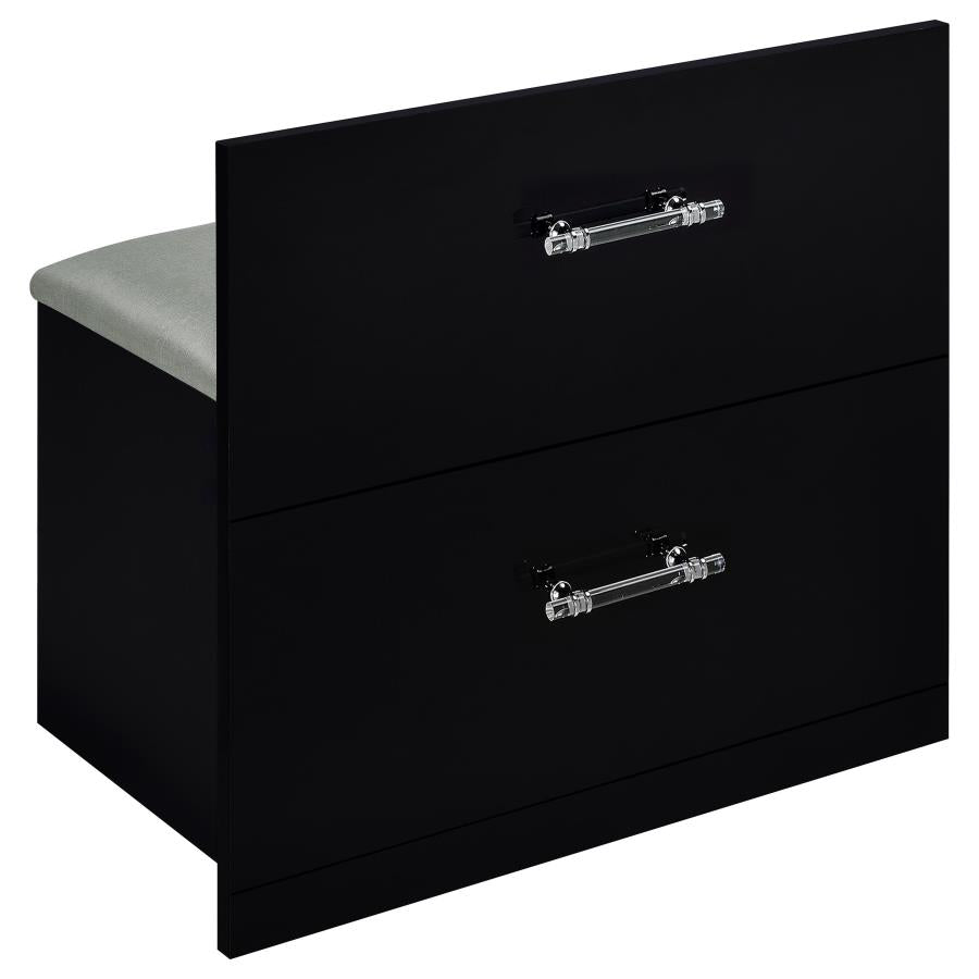 Flora Black High Gloss 2-drawer Vanity Set with LED Mirror