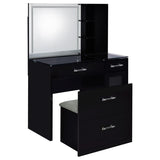 Flora Black High Gloss 2-drawer Vanity Set with LED Mirror