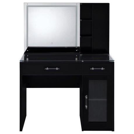 Flora Black High Gloss 2-drawer Vanity Set with LED Mirror by Coaster at Eve Furniture