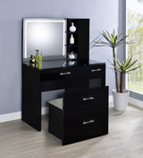 Flora Black High Gloss 2-drawer Vanity Set with LED Mirror