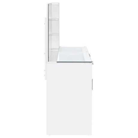 Flora White High Gloss 2-drawer Vanity Set with LED Mirror by Coaster at Eve Furniture