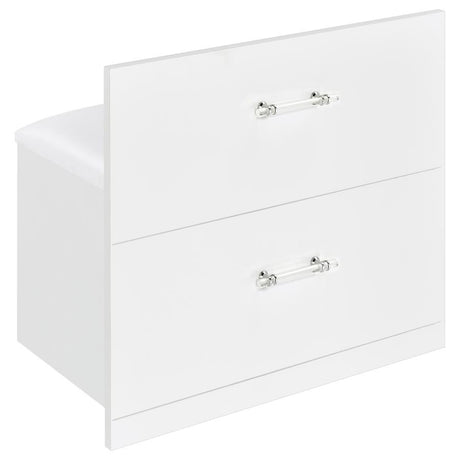Flora White High Gloss 2-drawer Vanity Set with LED Mirror by Coaster at Eve Furniture