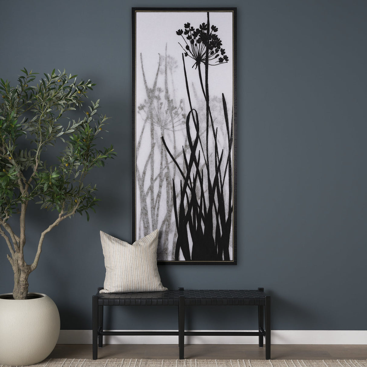 Floral Silhouette I by Mercana Studio a Hand Embellished Textured Framed Canvas by Mercana at Eve Furniture