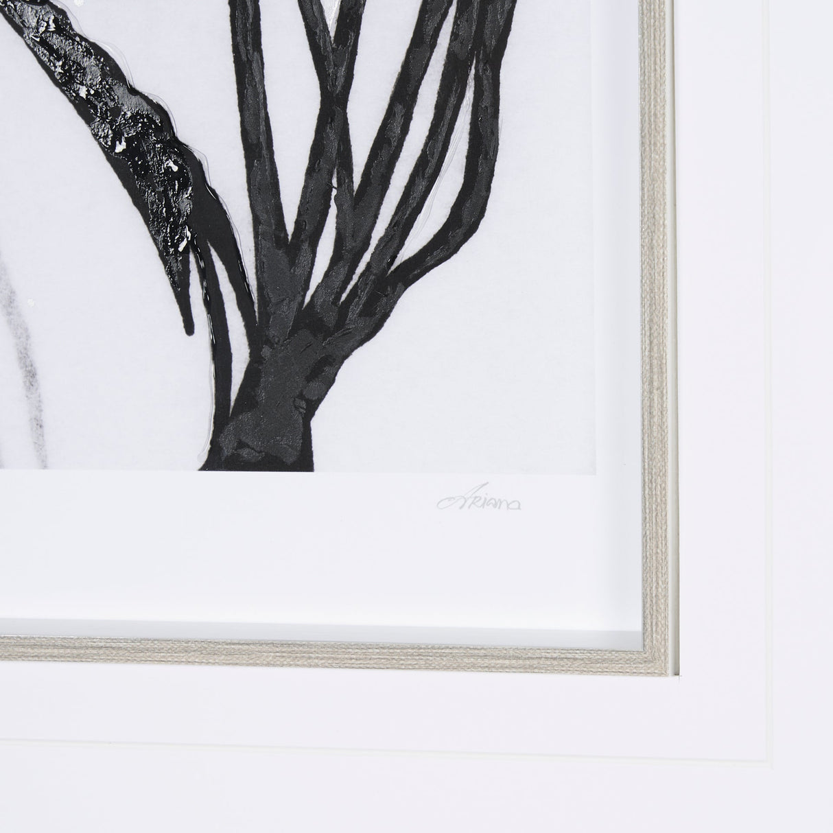Floral Silhouette III by Mercana Studio Hand Embellished Textured Framed Art Print Matted under Glas by Mercana at Eve Furniture