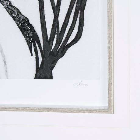 Floral Silhouette III by Mercana Studio Hand Embellished Textured Framed Art Print Matted under Glas by Mercana at Eve Furniture