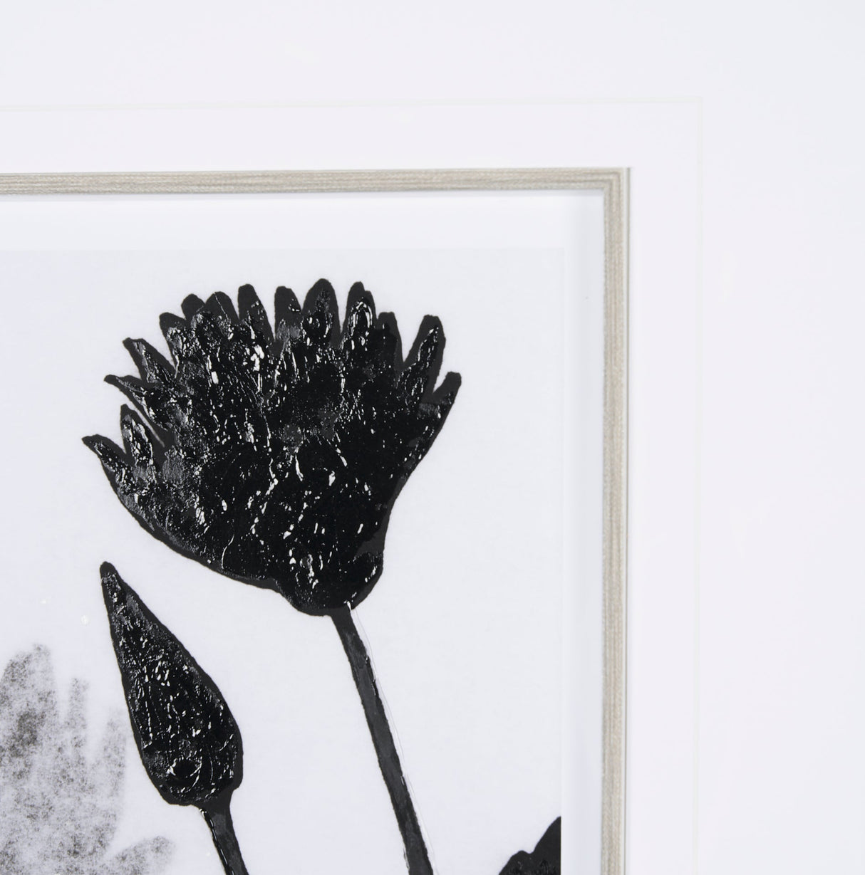 Floral Silhouette III by Mercana Studio Hand Embellished Textured Framed Art Print Matted under Glas by Mercana at Eve Furniture