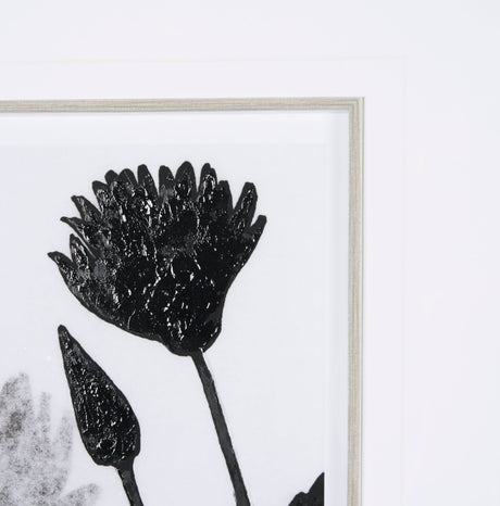 Floral Silhouette III by Mercana Studio Hand Embellished Textured Framed Art Print Matted under Glas by Mercana at Eve Furniture