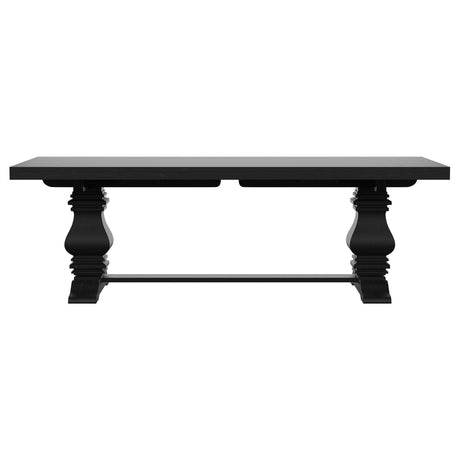 Florence Antique Black Rectangular Planked Wood Top Pedestal Dining Table by Coaster at Eve Furniture