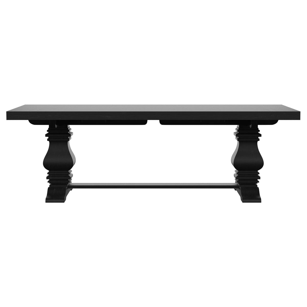 Florence Antique Black Rectangular Planked Wood Top Pedestal Dining Table by Coaster at Eve Furniture