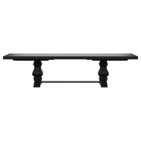 Florence Antique Black Rectangular Planked Wood Top Pedestal Dining Table by Coaster at Eve Furniture