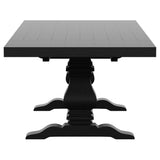 Florence Antique Black Rectangular Planked Wood Top Pedestal Dining Table by Coaster at Eve Furniture