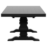 Florence Antique Black Rectangular Planked Wood Top Pedestal Dining Table by Coaster at Eve Furniture