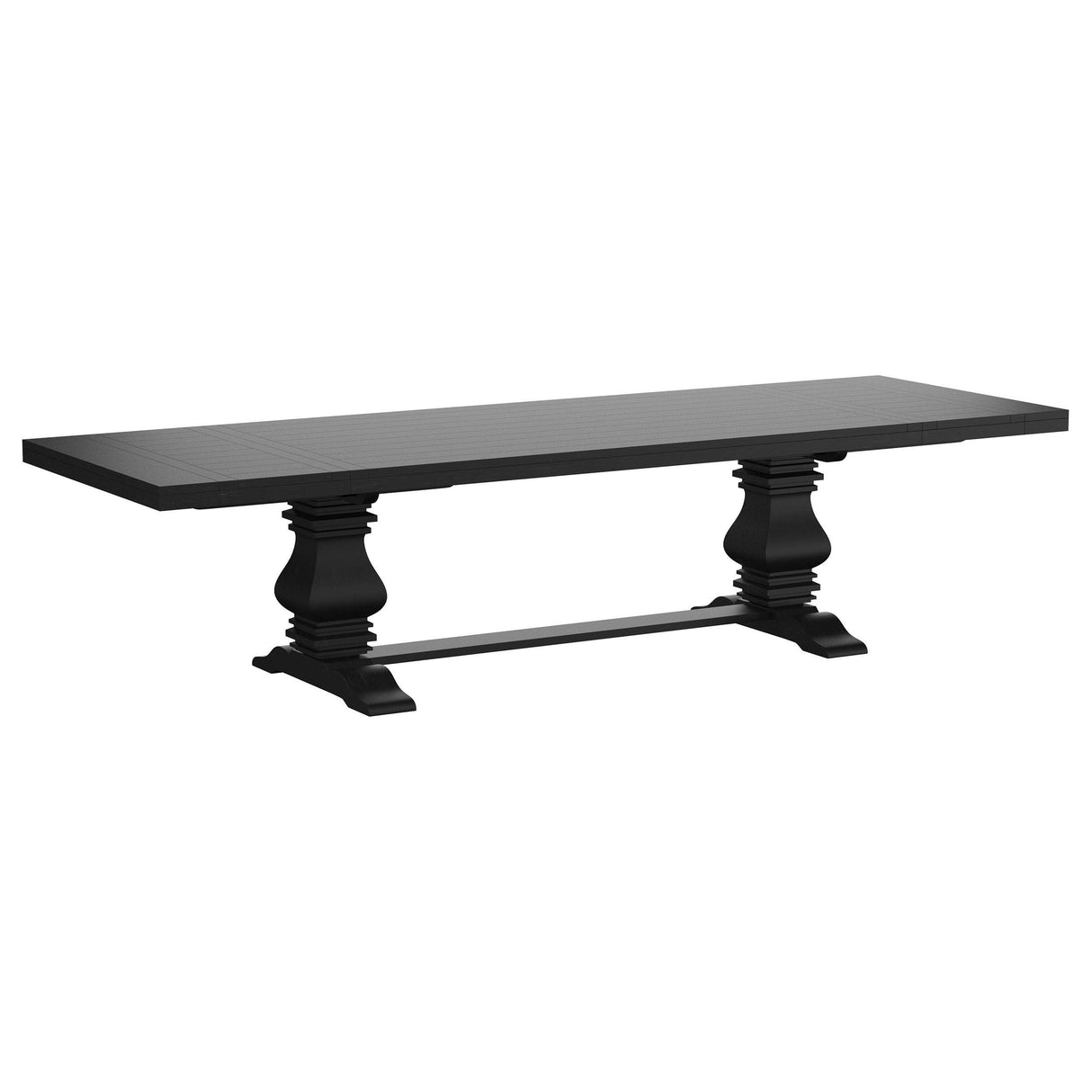Florence Antique Black Rectangular Planked Wood Top Pedestal Dining Table by Coaster at Eve Furniture