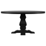 Florence Antique Black Round Pedestal Dining Table with Planked Wood Top by Coaster at Eve Furniture