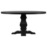 Florence Antique Black Round Pedestal Dining Table with Planked Wood Top by Coaster at Eve Furniture