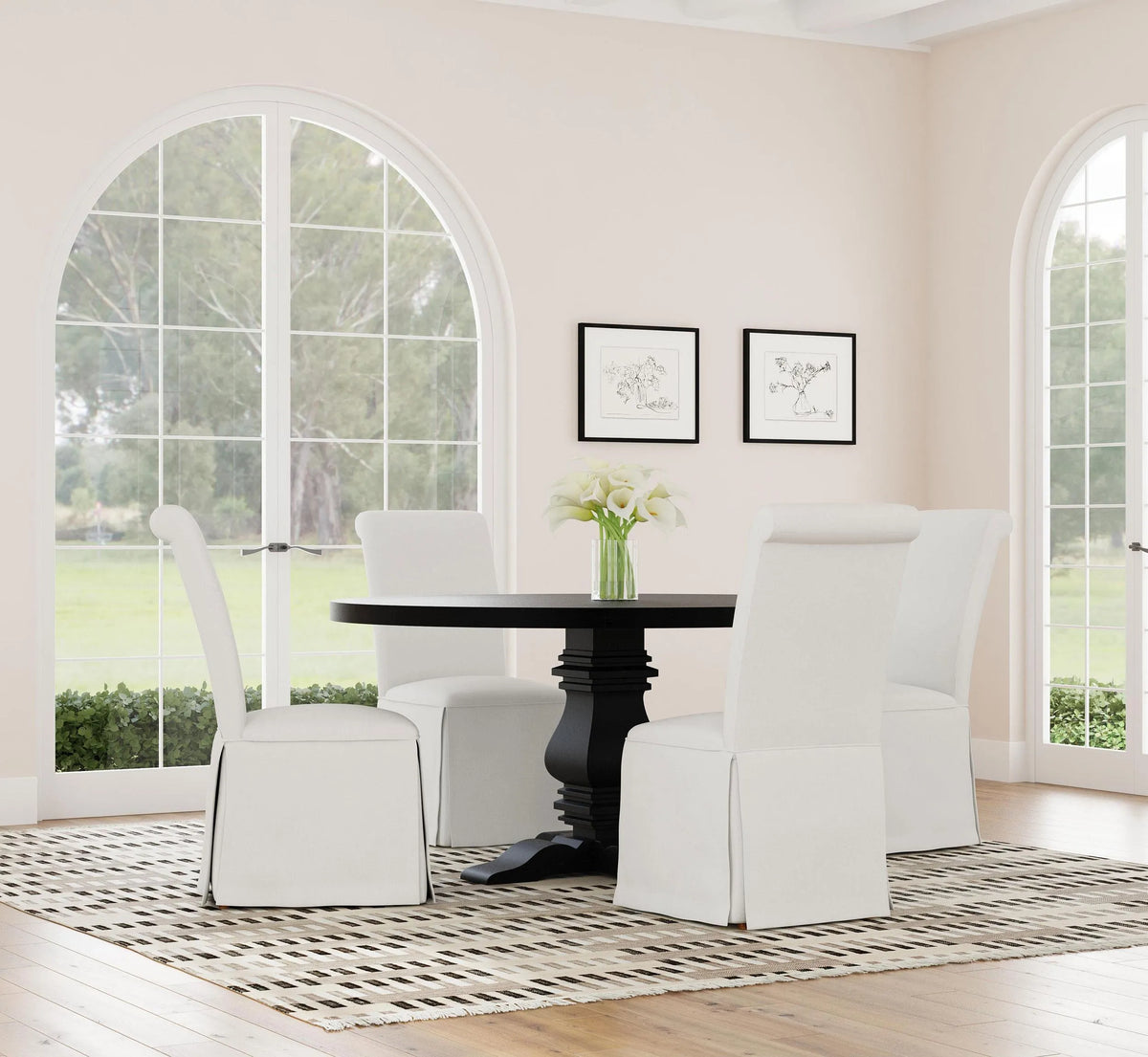 Florence Antique Black Round Pedestal Dining Table with Planked Wood Top by Coaster at Eve Furniture