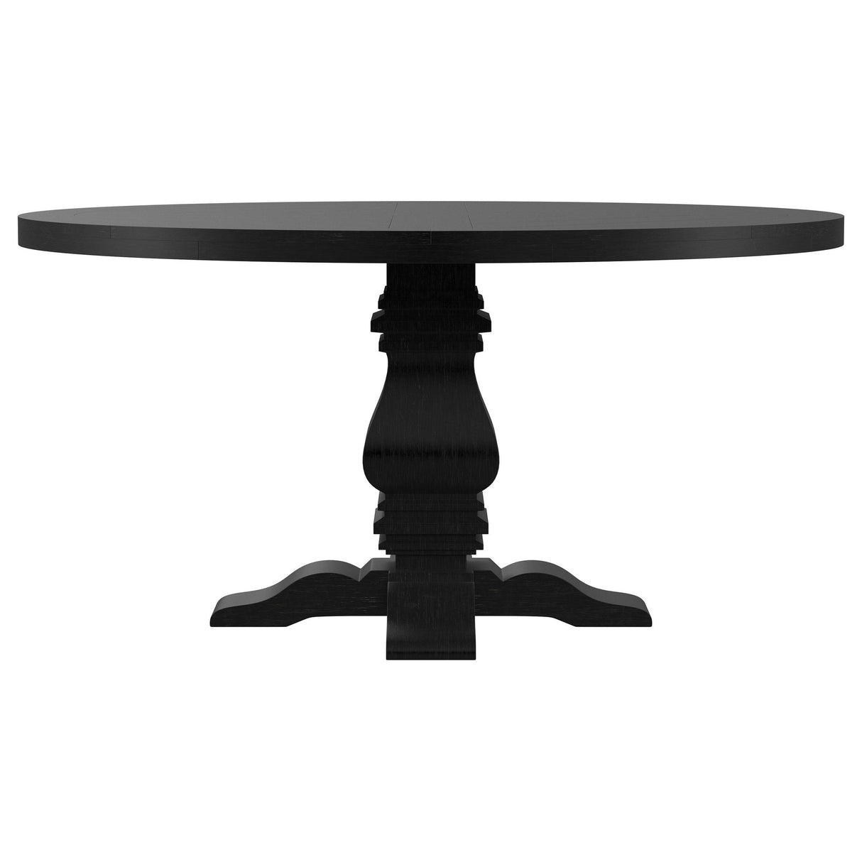 Florence Antique Black Round Pedestal Dining Table with Planked Wood Top by Coaster at Eve Furniture