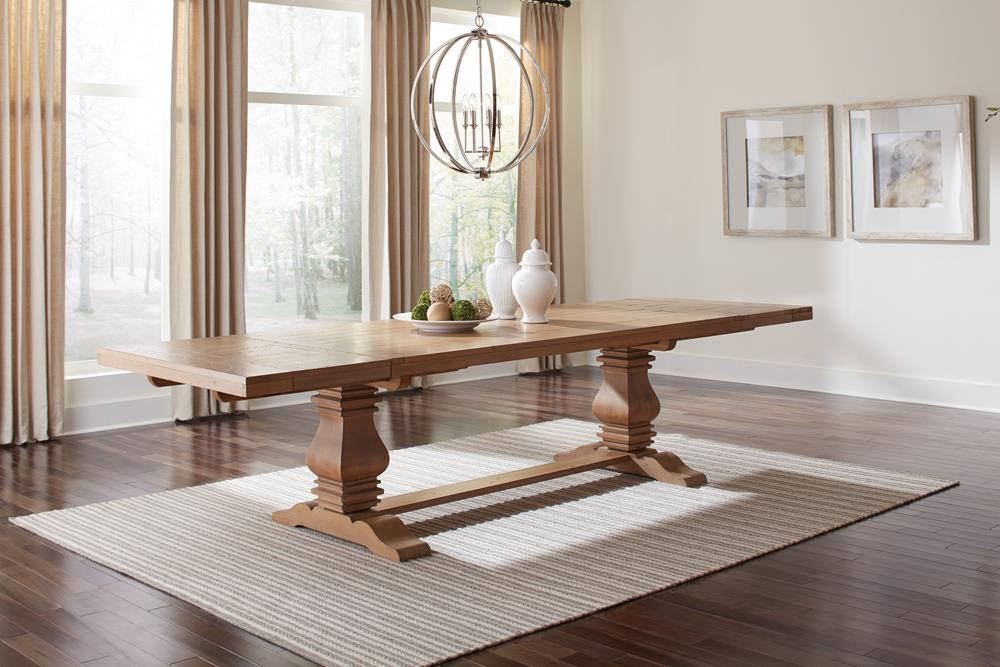 Florence Rustic Smoke Double Pedestal Dining Table