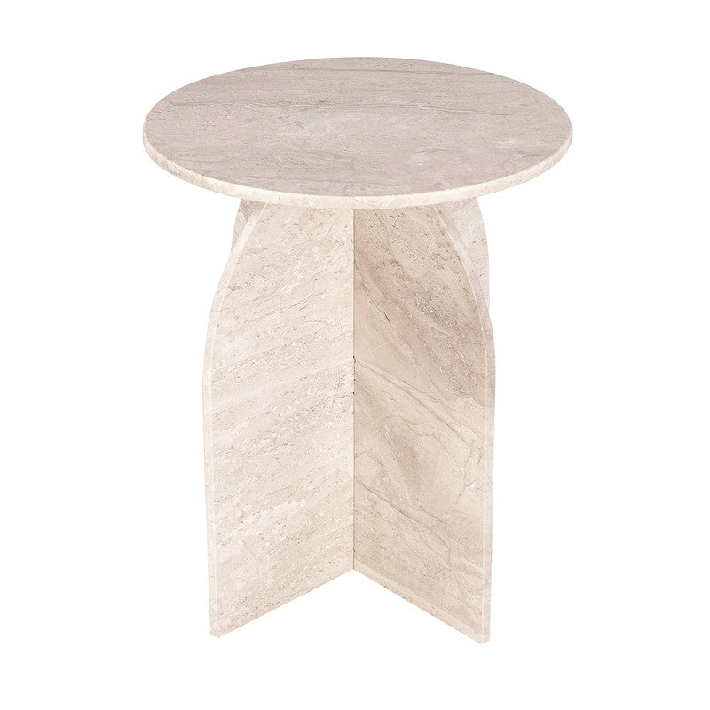 Florence Dyna Beige Dyna Marble Side Table by Crestview at Eve Furniture