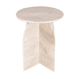 Florence Dyna Beige Dyna Marble Side Table by Crestview at Eve Furniture