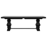 Florence Rectangular Pedestal Dining Table with Planked Wood Top Antique Black