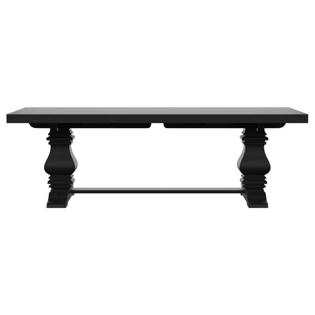 Florence Rectangular Pedestal Dining Table with Planked Wood Top Antique Black