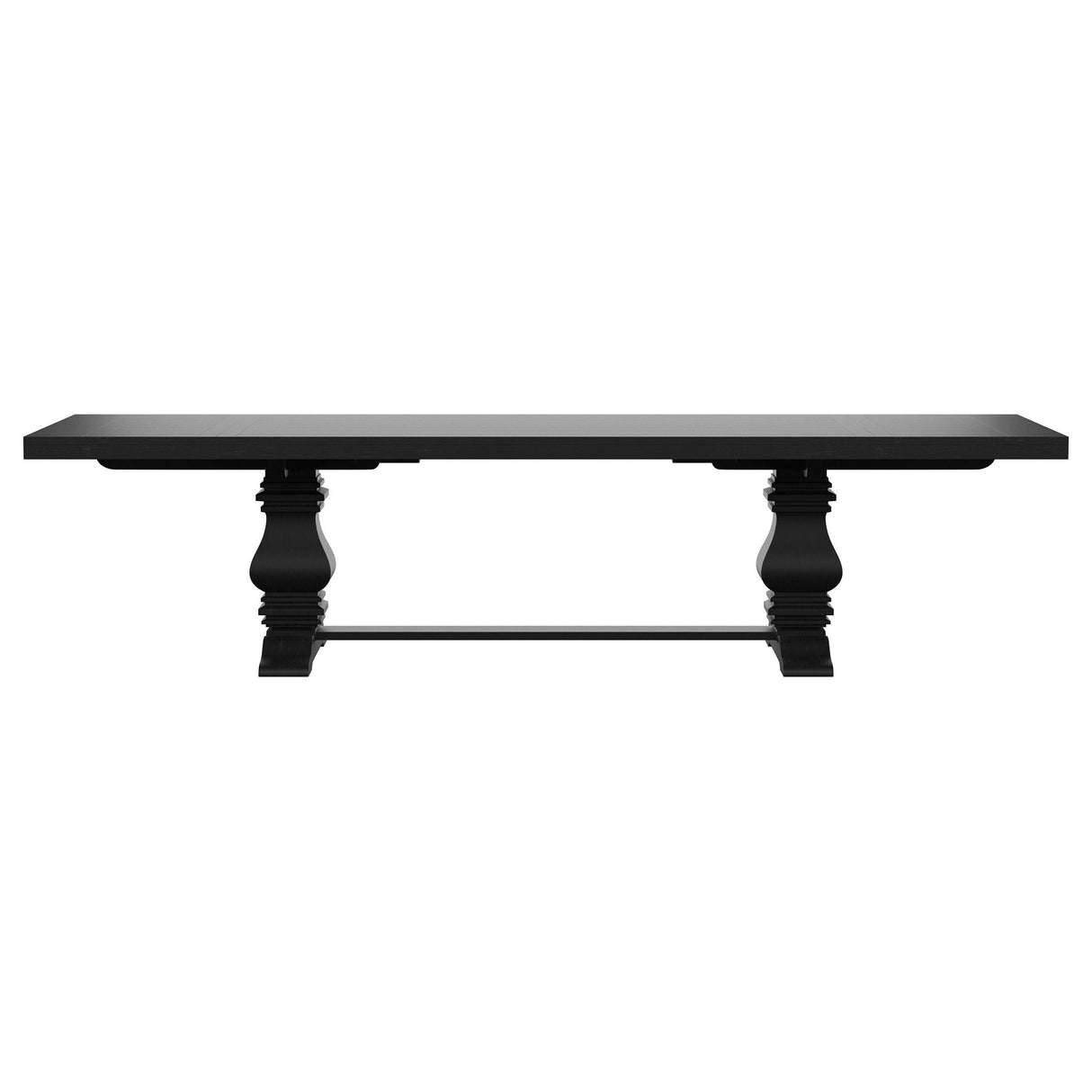 Florence Rectangular Pedestal Dining Table with Planked Wood Top Antique Black