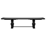 Florence Rectangular Pedestal Dining Table with Planked Wood Top Antique Black