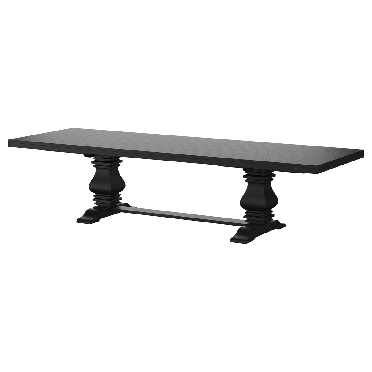 Florence Rectangular Pedestal Dining Table with Planked Wood Top Antique Black