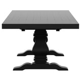 Florence Rectangular Pedestal Dining Table with Planked Wood Top Antique Black