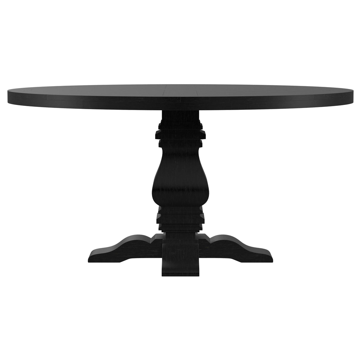 Florence Round Pedestal Dining Table with Planked Wood Top Antique Black