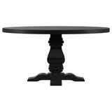 Florence Round Pedestal Dining Table with Planked Wood Top Antique Black