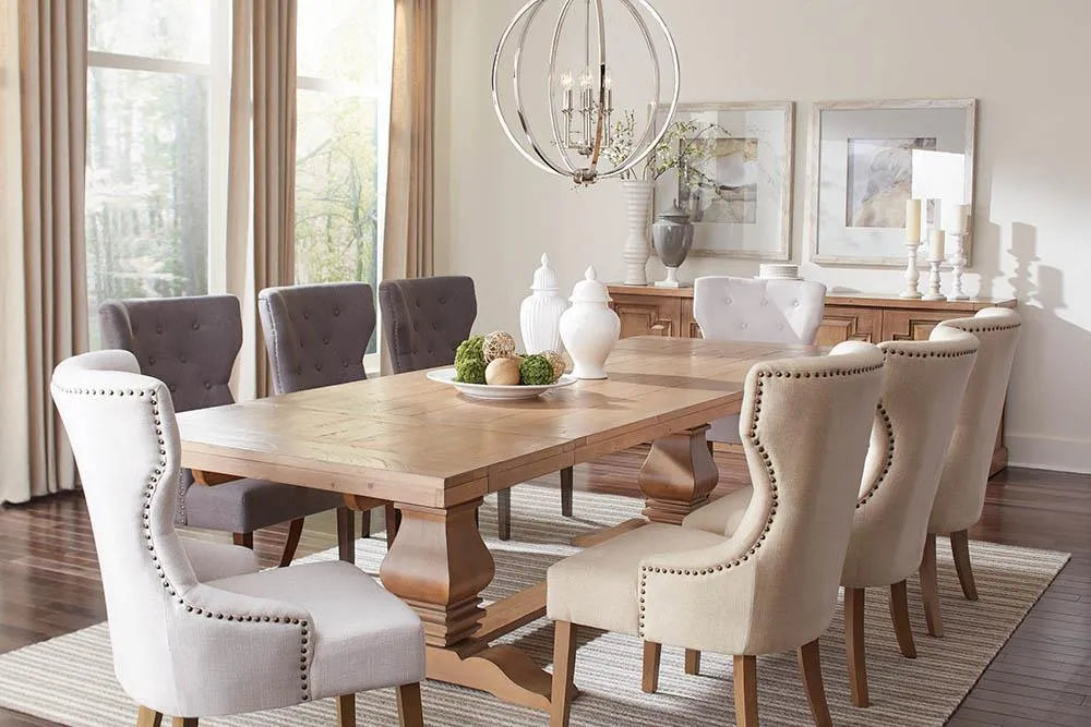 Florence Rustic Smoke Double Pedestal Dining Table by Coaster at Eve Furniture
