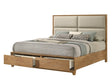 Florian Natural King Upholstered Storage Platform Bed by Crown Mark at Eve Furniture