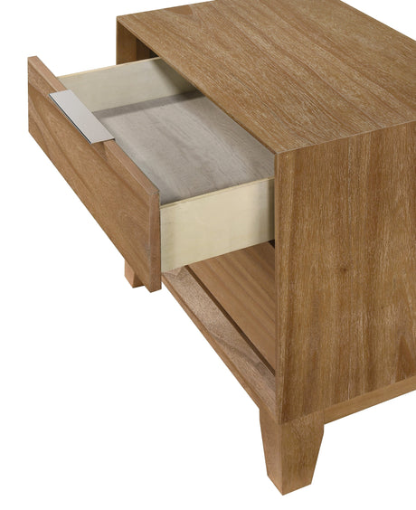Florian Natural Upholstered Storage Platform Bedroom Set by Crown Mark at Eve Furniture