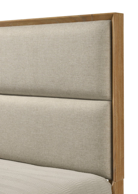 Florian Natural Upholstered Storage Platform Bedroom Set by Crown Mark at Eve Furniture