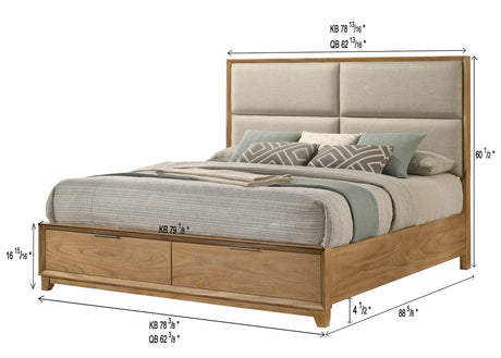 Florian Natural Upholstered Storage Platform Bedroom Set by Crown Mark at Eve Furniture