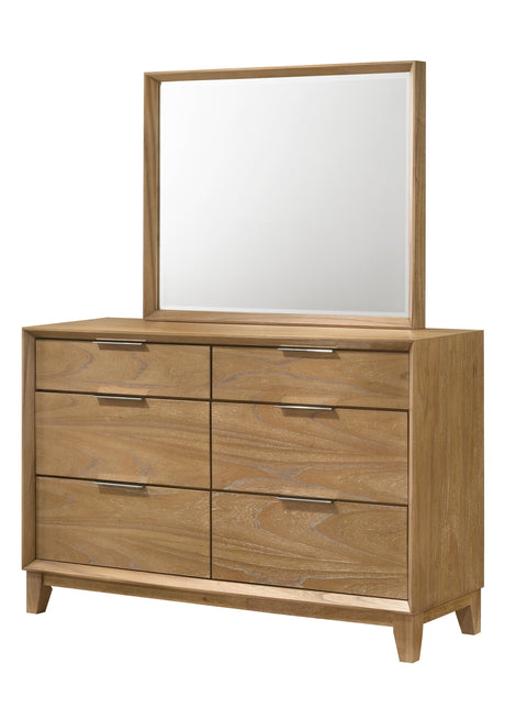 Florian Natural Upholstered Storage Platform Bedroom Set by Crown Mark at Eve Furniture