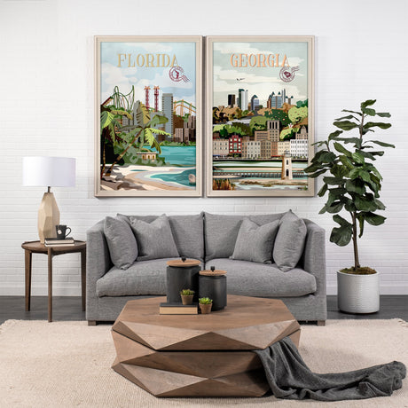 Florida Go USA (XL) by Mercana Studio a Hand Embellished Decograph Framed Art Print under Glass by Mercana at Eve Furniture