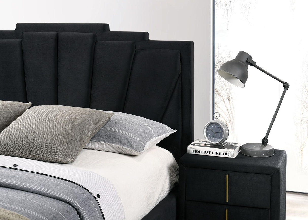 Florizel Black/Gold Upholstered Queen Bed by Furniture of America at Eve Furniture