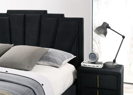 Florizel Black/Gold Upholstered Queen Bed by Furniture of America at Eve Furniture