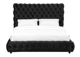 Flory Black King Upholstered Platform Bed by Crown Mark at Eve Furniture