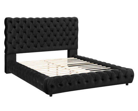 Flory Black Queen Upholstered Platform Bed by Crown Mark at Eve Furniture
