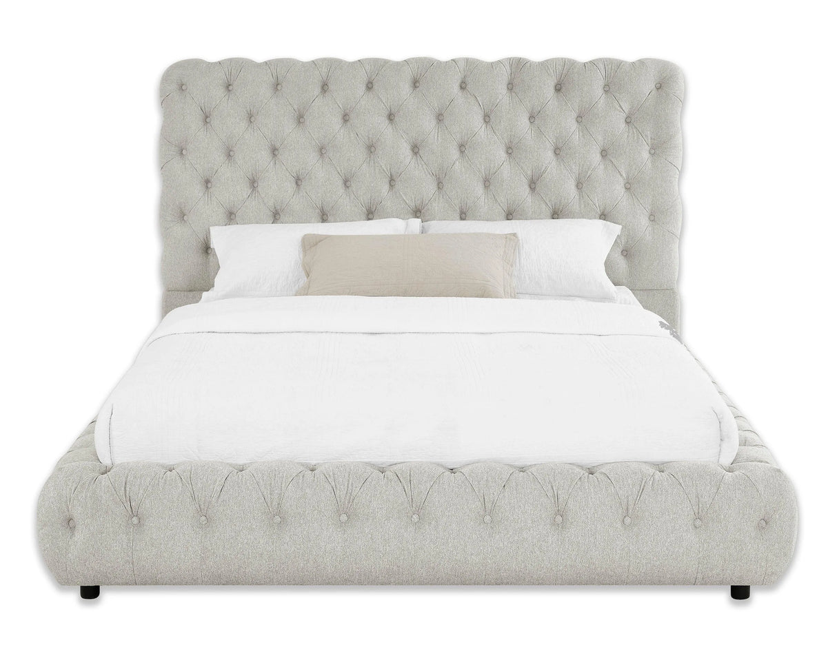 Flory Dove King Upholstered Platform Bed by Crown Mark at Eve Furniture